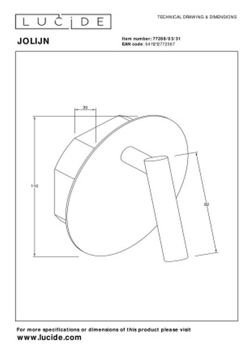 Lucide JOLIJN - Nástenné bodové svietidlo - Ø 10,2 cm - LED - Biele
